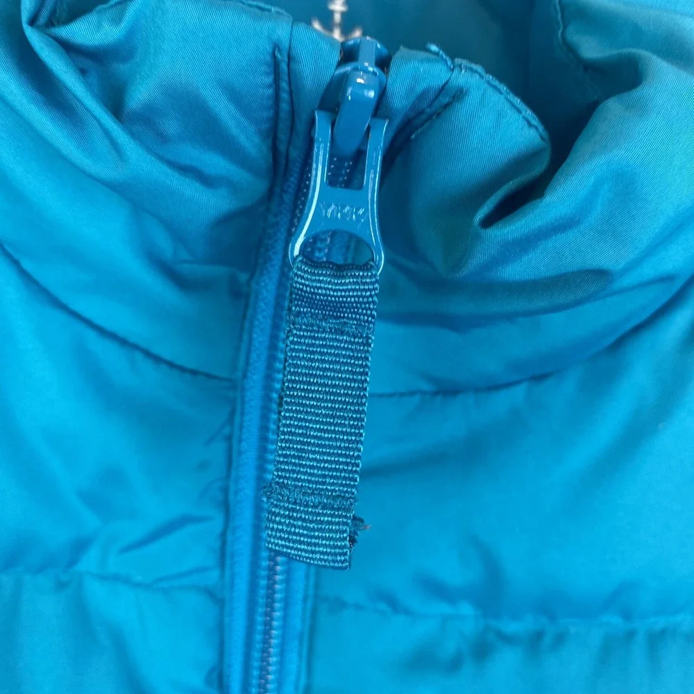 Lands End Down Puffer Vest Girls 14 Light Blue Winter Zip Jacket Read